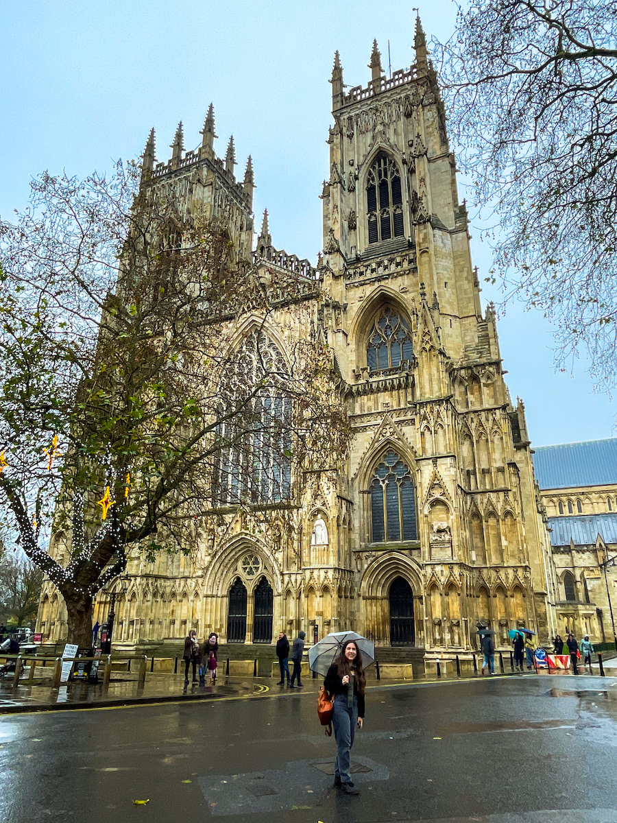 Woman standing in front of York Minster