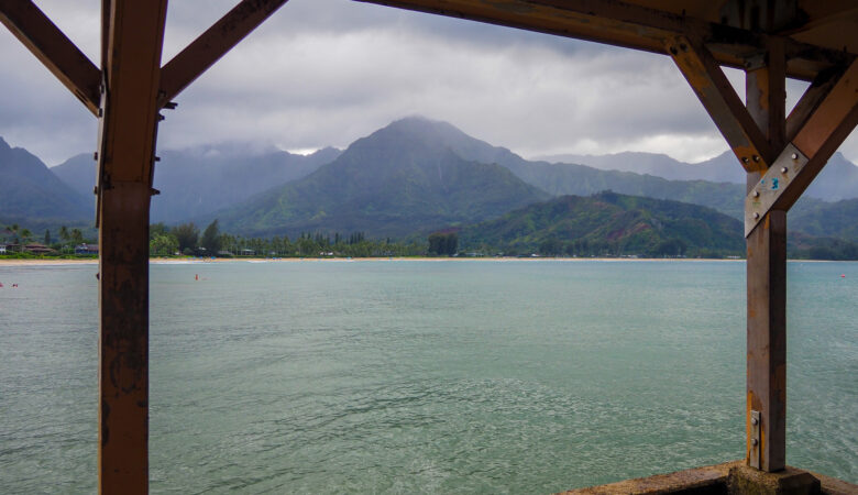 view from the hanalei pier in Kauai