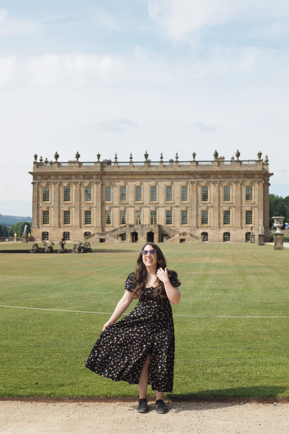 Woman in front of Chatsworth House