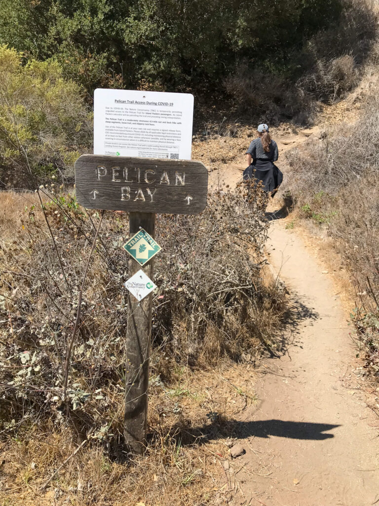 Author hiking the trail to Pelican Bay on Santa Cruz Island in Channel Islands National Park