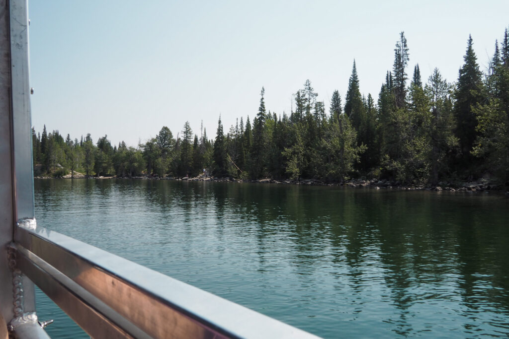 on the boat across Jenny Lake