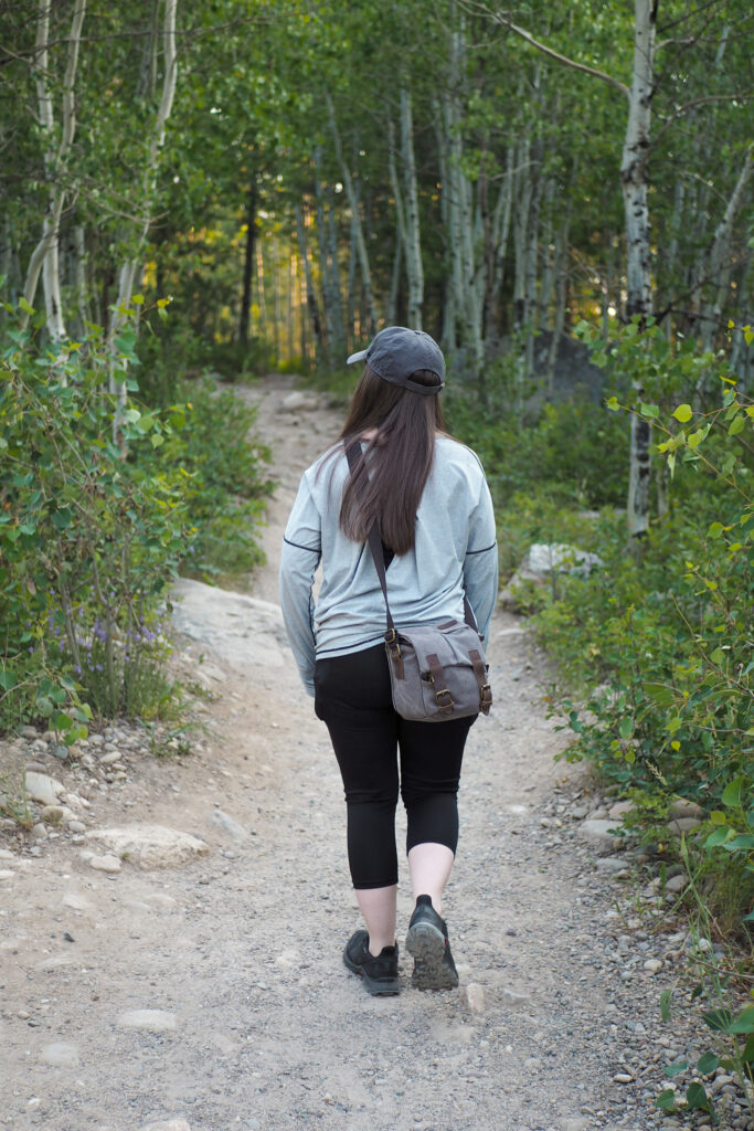 author on the trail to Taggart Lake