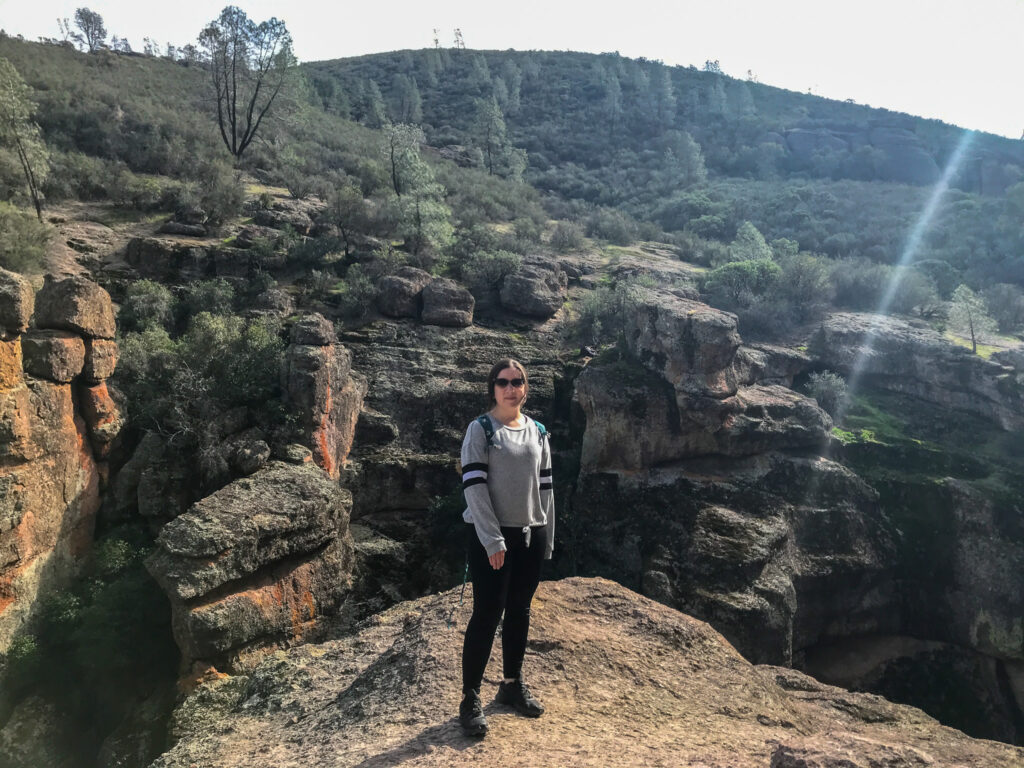 Author atop Bear Gulch Cave in Pinnacles National Park