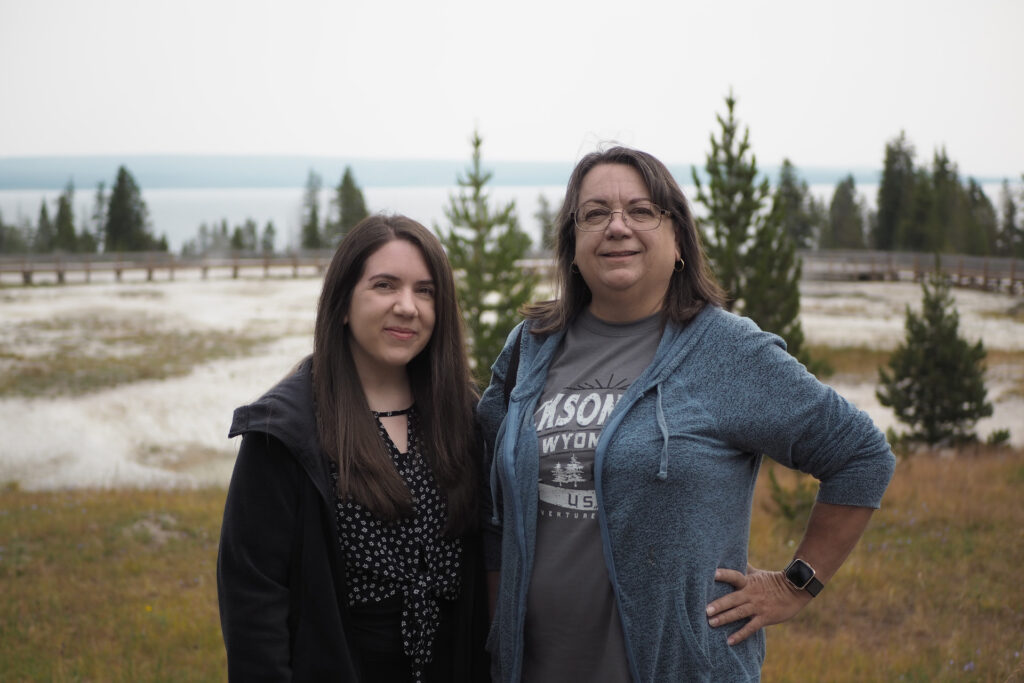 Author and her mom at West Thumb Geyser Basin in Yellowstone National Park