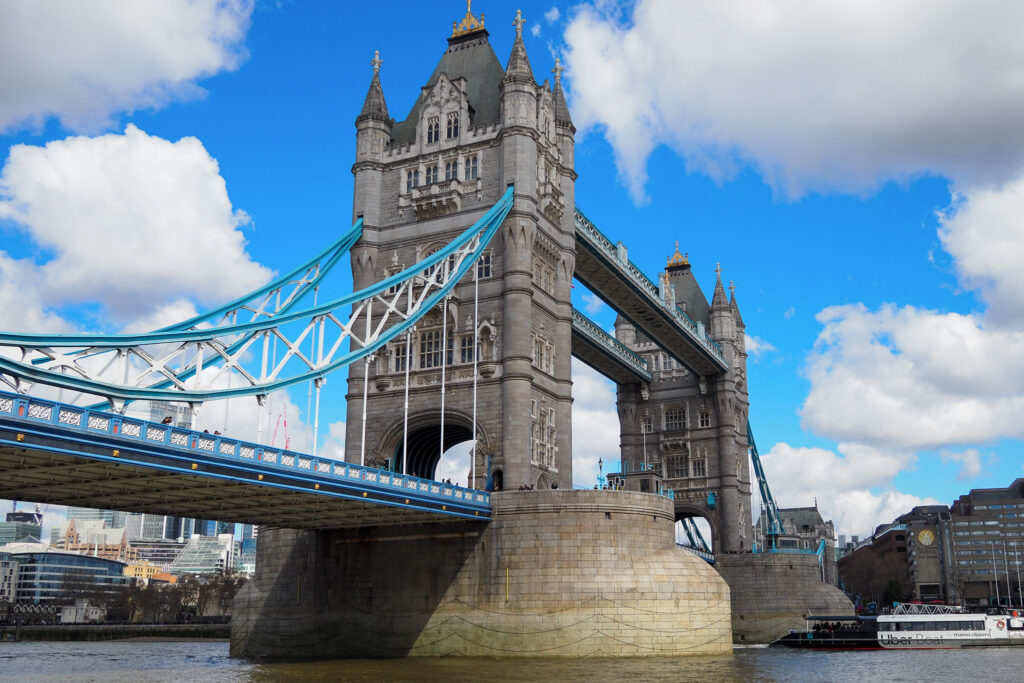 Tower Bridge in London, England during a long layover