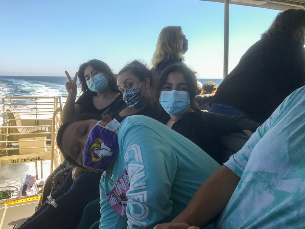 Author's family members on the top deck of the boat to Santa Cruz Island in Channel Islands National Park