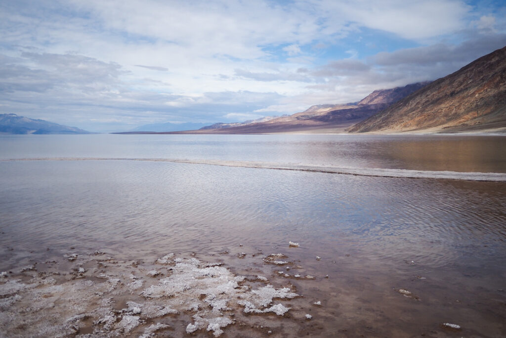 view of lake manly at badwater basin in death valley national park