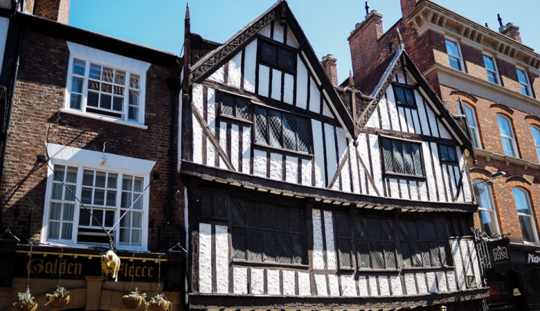 a historic building on a street in york, england
