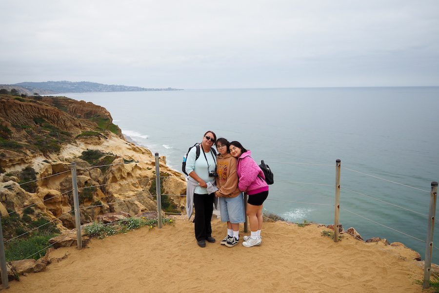 three people at the south overlook on the guy fleming trail