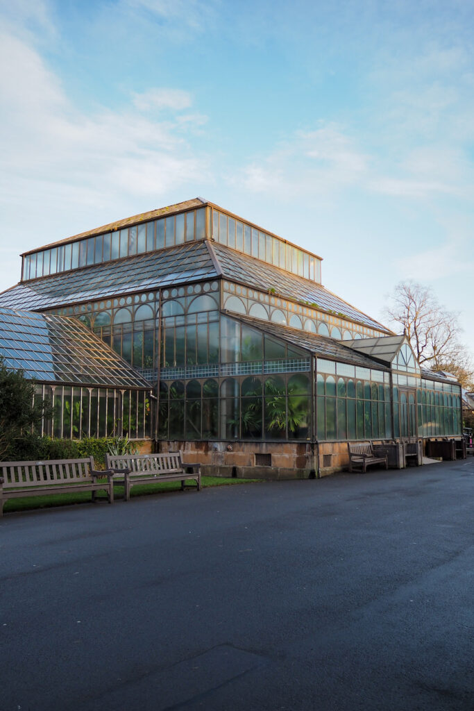 outside of a glasshouse in Glasgow Botanic Gardens