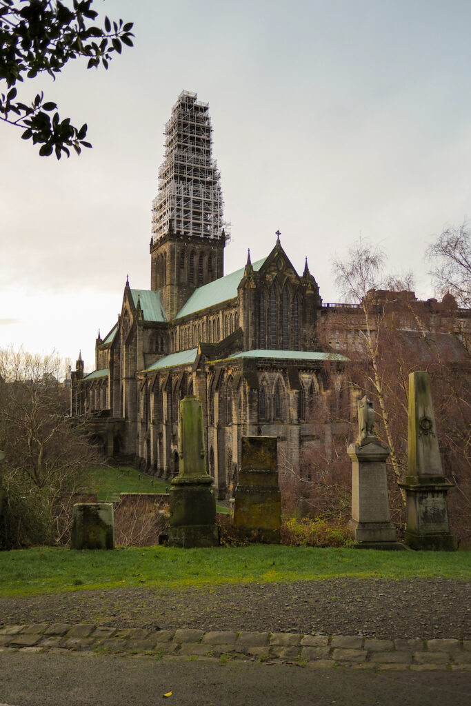 view of the Glasgow Cathedral from the Necropolis hill