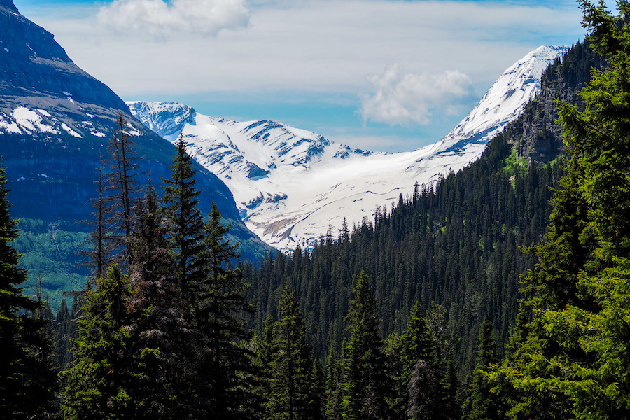 view of Jackson Glacier from the parking lot in Glacier National Park
